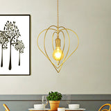 Gold Love Frame Rotatable Pendulum Light Minimalist Single-Bulb Metal Ceiling Pendant Lamp Clearhalo 'Ceiling Lights' 'Pendant Lights' 'Pendants' Lighting' 781714