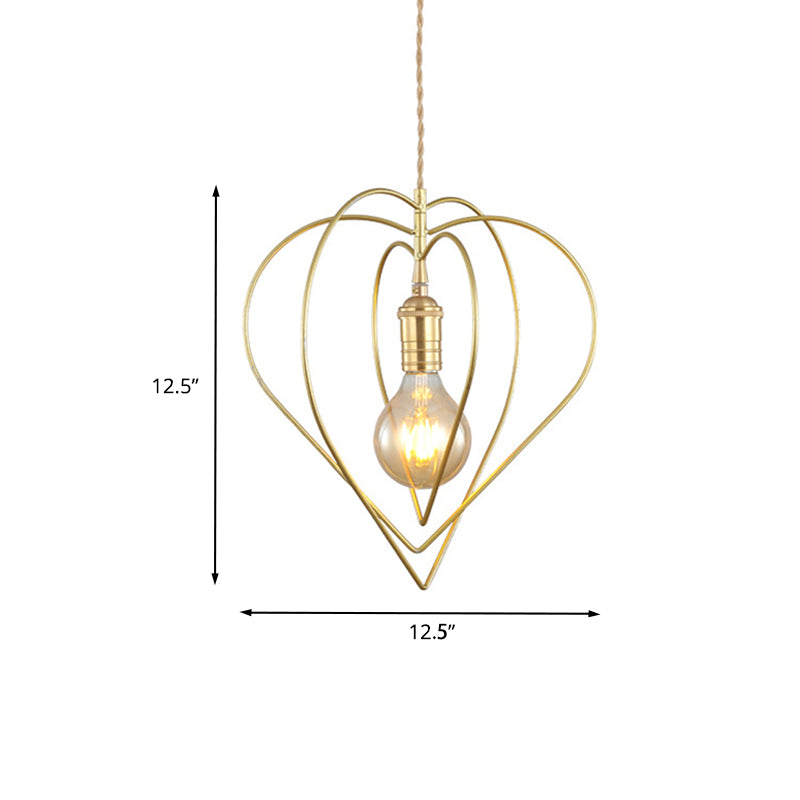 Gold Love Frame Rotatable Pendulum Light Minimalist Single-Bulb Metal Ceiling Pendant Lamp Clearhalo 'Ceiling Lights' 'Pendant Lights' 'Pendants' Lighting' 781717