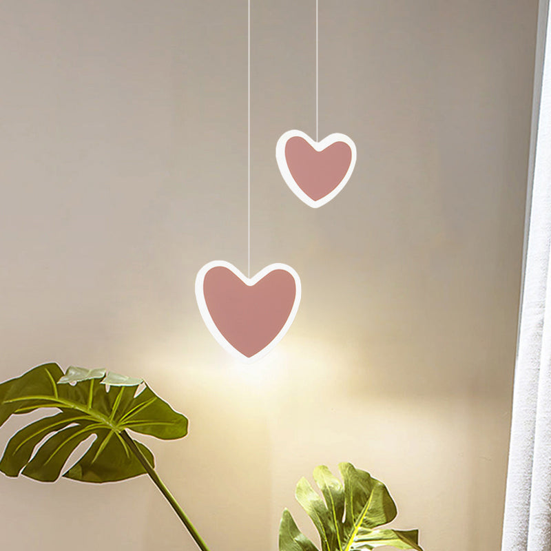 Kids LED Hanging Light Fixture White/Pink Flower/Loving Heart/Butterfly Mini Suspension Pendant with Acrylic Shade Clearhalo 'Ceiling Lights' 'Pendant Lights' 'Pendants' Lighting' 781739