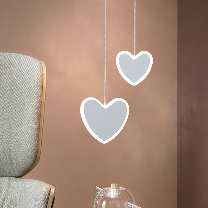 Kids LED Hanging Light Fixture White/Pink Flower/Loving Heart/Butterfly Mini Suspension Pendant with Acrylic Shade Clearhalo 'Ceiling Lights' 'Pendant Lights' 'Pendants' Lighting' 781744