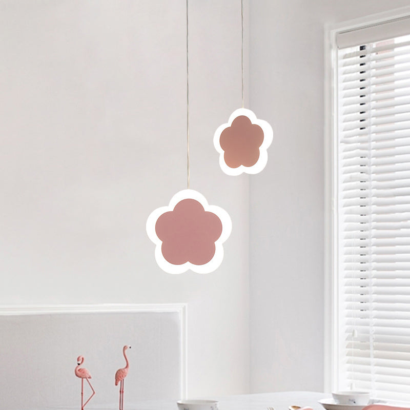 Kids LED Hanging Light Fixture White/Pink Flower/Loving Heart/Butterfly Mini Suspension Pendant with Acrylic Shade Clearhalo 'Ceiling Lights' 'Pendant Lights' 'Pendants' Lighting' 781757