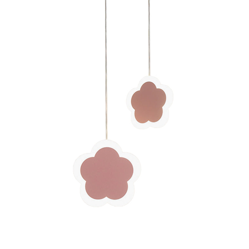 Kids LED Hanging Light Fixture White/Pink Flower/Loving Heart/Butterfly Mini Suspension Pendant with Acrylic Shade Clearhalo 'Ceiling Lights' 'Pendant Lights' 'Pendants' Lighting' 781759