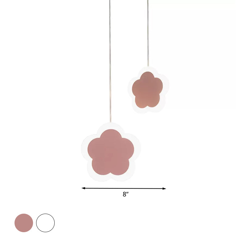 Kids LED Hanging Light Fixture White/Pink Flower/Loving Heart/Butterfly Mini Suspension Pendant with Acrylic Shade Clearhalo 'Ceiling Lights' 'Pendant Lights' 'Pendants' Lighting' 781760