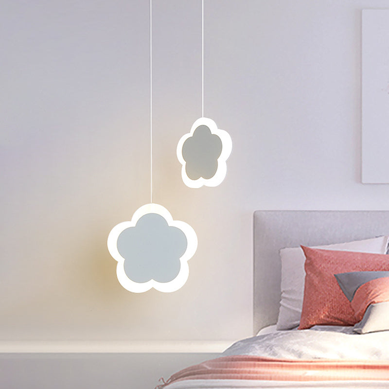 Kids LED Hanging Light Fixture White/Pink Flower/Loving Heart/Butterfly Mini Suspension Pendant with Acrylic Shade Clearhalo 'Ceiling Lights' 'Pendant Lights' 'Pendants' Lighting' 781761