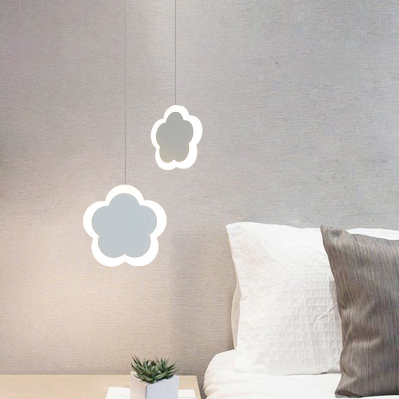 Kids LED Hanging Light Fixture White/Pink Flower/Loving Heart/Butterfly Mini Suspension Pendant with Acrylic Shade Clearhalo 'Ceiling Lights' 'Pendant Lights' 'Pendants' Lighting' 781762