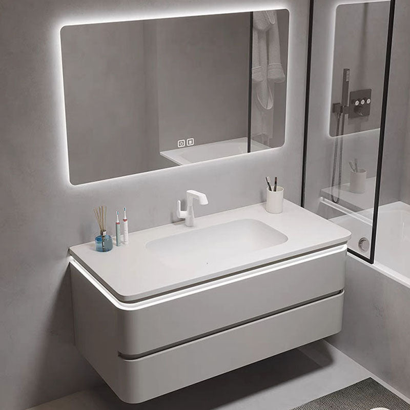 Wall Mount Modern Bathroom Vanity Set with Mirror Faucet Sink Vanity & Faucet & Smart Mirror 35"L x 20"W x 20"H Clearhalo 'Bathroom Remodel & Bathroom Fixtures' 'Bathroom Vanities' 'bathroom_vanities' 'Home Improvement' 'home_improvement' 'home_improvement_bathroom_vanities' 7817724