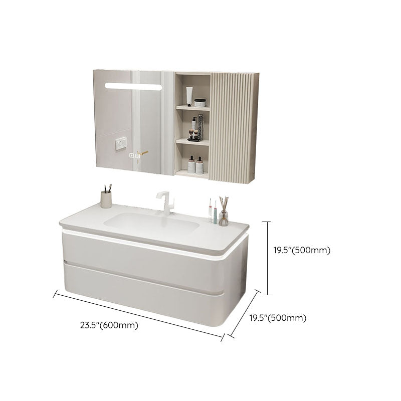 Wall Mount Modern Bathroom Vanity Set with Mirror Faucet Sink Clearhalo 'Bathroom Remodel & Bathroom Fixtures' 'Bathroom Vanities' 'bathroom_vanities' 'Home Improvement' 'home_improvement' 'home_improvement_bathroom_vanities' 7817731