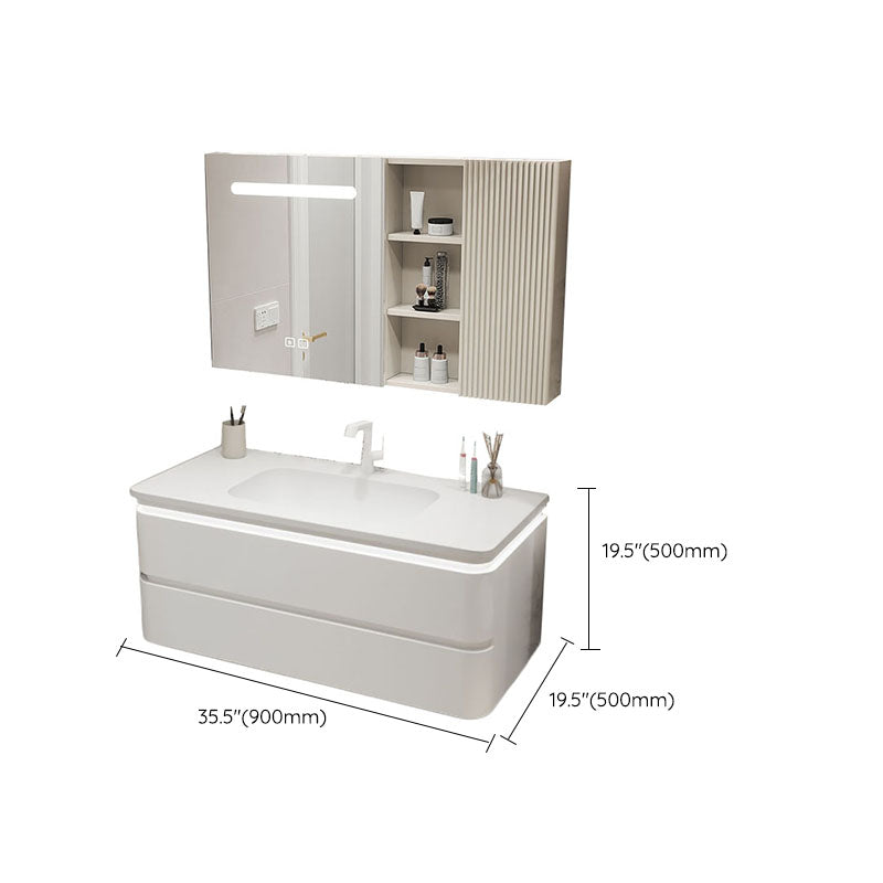 Wall Mount Modern Bathroom Vanity Set with Mirror Faucet Sink Clearhalo 'Bathroom Remodel & Bathroom Fixtures' 'Bathroom Vanities' 'bathroom_vanities' 'Home Improvement' 'home_improvement' 'home_improvement_bathroom_vanities' 7817734