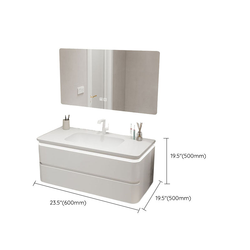 Wall Mount Modern Bathroom Vanity Set with Mirror Faucet Sink Clearhalo 'Bathroom Remodel & Bathroom Fixtures' 'Bathroom Vanities' 'bathroom_vanities' 'Home Improvement' 'home_improvement' 'home_improvement_bathroom_vanities' 7817738
