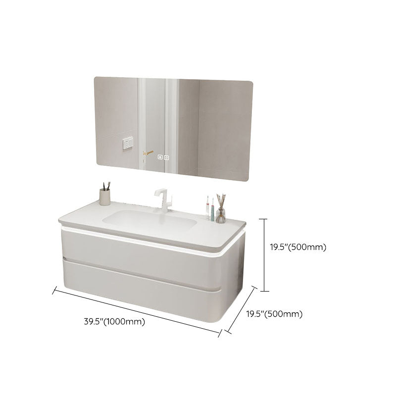 Wall Mount Modern Bathroom Vanity Set with Mirror Faucet Sink Clearhalo 'Bathroom Remodel & Bathroom Fixtures' 'Bathroom Vanities' 'bathroom_vanities' 'Home Improvement' 'home_improvement' 'home_improvement_bathroom_vanities' 7817742