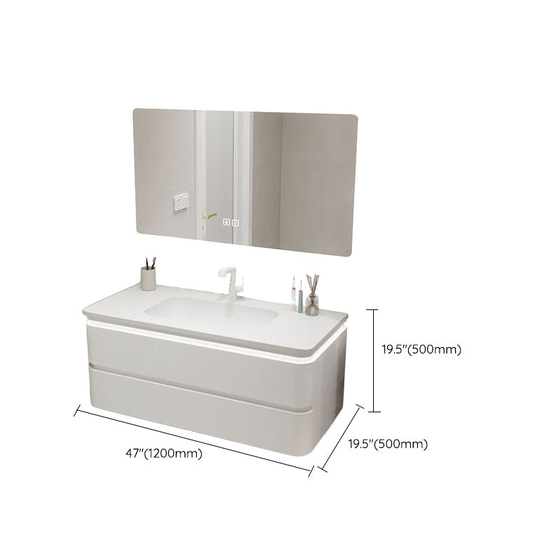 Wall Mount Modern Bathroom Vanity Set with Mirror Faucet Sink Clearhalo 'Bathroom Remodel & Bathroom Fixtures' 'Bathroom Vanities' 'bathroom_vanities' 'Home Improvement' 'home_improvement' 'home_improvement_bathroom_vanities' 7817744