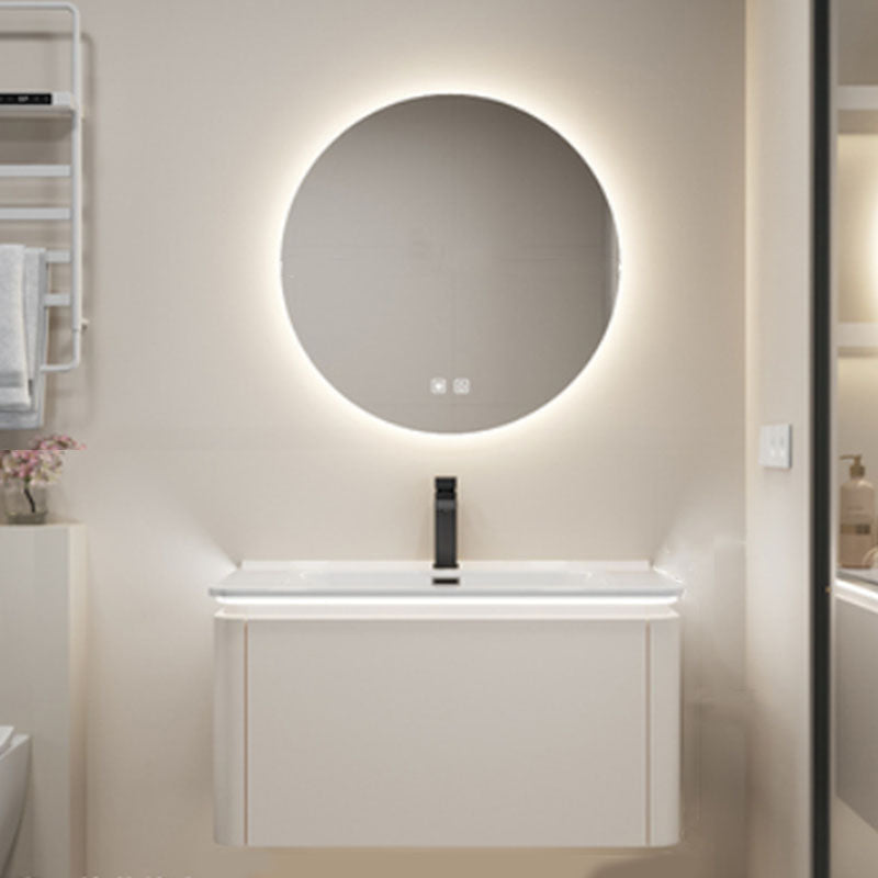 Wall Mount Modern Bathroom Sink Vanity with Mirror Faucet Sink Vanity & Faucet & Round Mirror Clearhalo 'Bathroom Remodel & Bathroom Fixtures' 'Bathroom Vanities' 'bathroom_vanities' 'Home Improvement' 'home_improvement' 'home_improvement_bathroom_vanities' 7817778