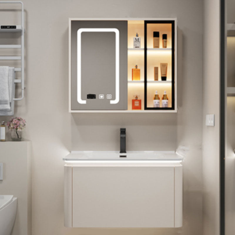 Wall Mount Modern Bathroom Sink Vanity with Mirror Faucet Sink Vanity & Faucet & Smart Medicine Cabinet Clearhalo 'Bathroom Remodel & Bathroom Fixtures' 'Bathroom Vanities' 'bathroom_vanities' 'Home Improvement' 'home_improvement' 'home_improvement_bathroom_vanities' 7817789