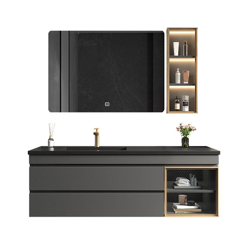 Wall Mount Modern Bathroom Sink Vanity with Faucet Sink Mirror Vanity & Faucet & Smart Mirror & Sensor Sideboard 35.5"L x 22"W x 18"H Clearhalo 'Bathroom Remodel & Bathroom Fixtures' 'Bathroom Vanities' 'bathroom_vanities' 'Home Improvement' 'home_improvement' 'home_improvement_bathroom_vanities' 7818575