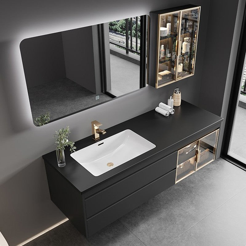 Wall Mount Modern Bathroom Sink Vanity with Faucet Sink Mirror Clearhalo 'Bathroom Remodel & Bathroom Fixtures' 'Bathroom Vanities' 'bathroom_vanities' 'Home Improvement' 'home_improvement' 'home_improvement_bathroom_vanities' 7818578