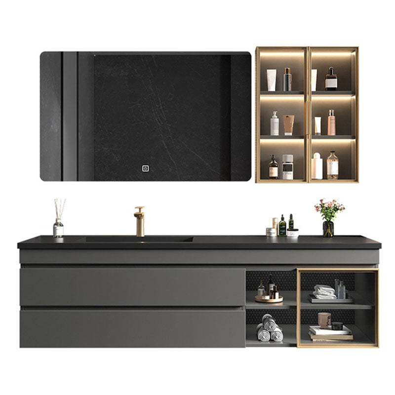 Wall Mount Modern Bathroom Sink Vanity with Faucet Sink Mirror Vanity & Faucet & Smart Mirror & Sensor Sideboard 55.1"L x 21.7"W x 17.7"H Clearhalo 'Bathroom Remodel & Bathroom Fixtures' 'Bathroom Vanities' 'bathroom_vanities' 'Home Improvement' 'home_improvement' 'home_improvement_bathroom_vanities' 7818581