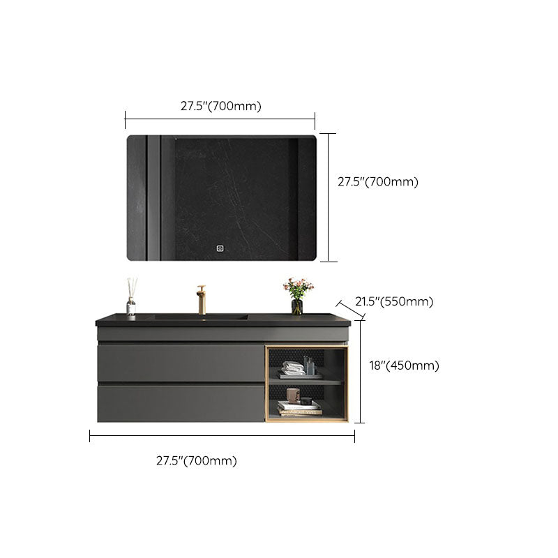 Wall Mount Modern Bathroom Sink Vanity with Faucet Sink Mirror Clearhalo 'Bathroom Remodel & Bathroom Fixtures' 'Bathroom Vanities' 'bathroom_vanities' 'Home Improvement' 'home_improvement' 'home_improvement_bathroom_vanities' 7818587