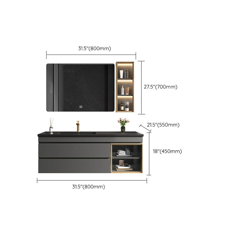 Wall Mount Modern Bathroom Sink Vanity with Faucet Sink Mirror Clearhalo 'Bathroom Remodel & Bathroom Fixtures' 'Bathroom Vanities' 'bathroom_vanities' 'Home Improvement' 'home_improvement' 'home_improvement_bathroom_vanities' 7818588