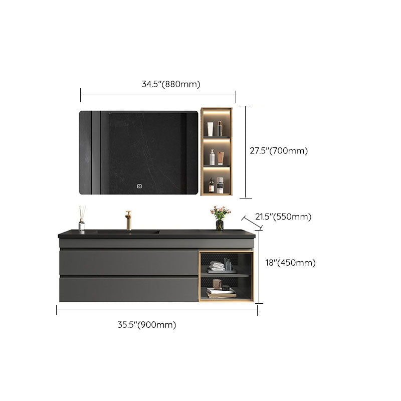 Wall Mount Modern Bathroom Sink Vanity with Faucet Sink Mirror Clearhalo 'Bathroom Remodel & Bathroom Fixtures' 'Bathroom Vanities' 'bathroom_vanities' 'Home Improvement' 'home_improvement' 'home_improvement_bathroom_vanities' 7818589