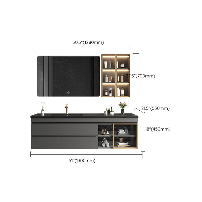 Wall Mount Modern Bathroom Sink Vanity with Faucet Sink Mirror Clearhalo 'Bathroom Remodel & Bathroom Fixtures' 'Bathroom Vanities' 'bathroom_vanities' 'Home Improvement' 'home_improvement' 'home_improvement_bathroom_vanities' 7818593