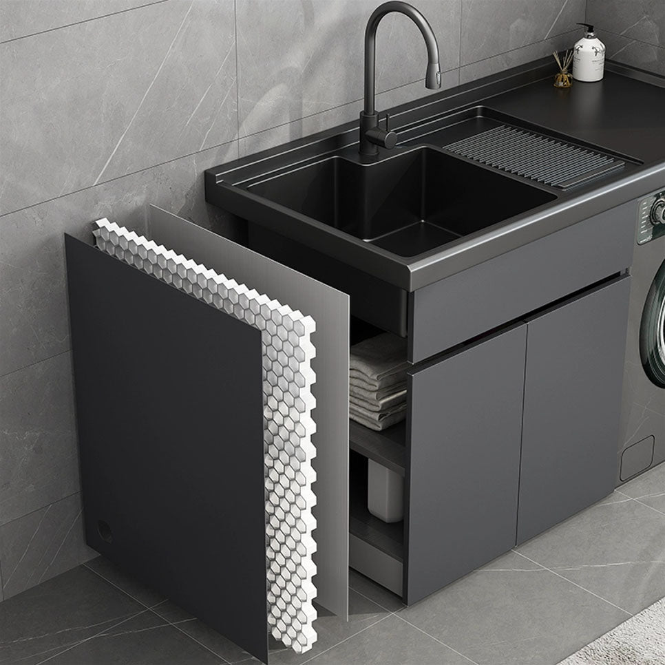 Modern Freestanding Sink Vanity with Sink Faucet for Bathroom Clearhalo 'Bathroom Remodel & Bathroom Fixtures' 'Bathroom Vanities' 'bathroom_vanities' 'Home Improvement' 'home_improvement' 'home_improvement_bathroom_vanities' 7818605