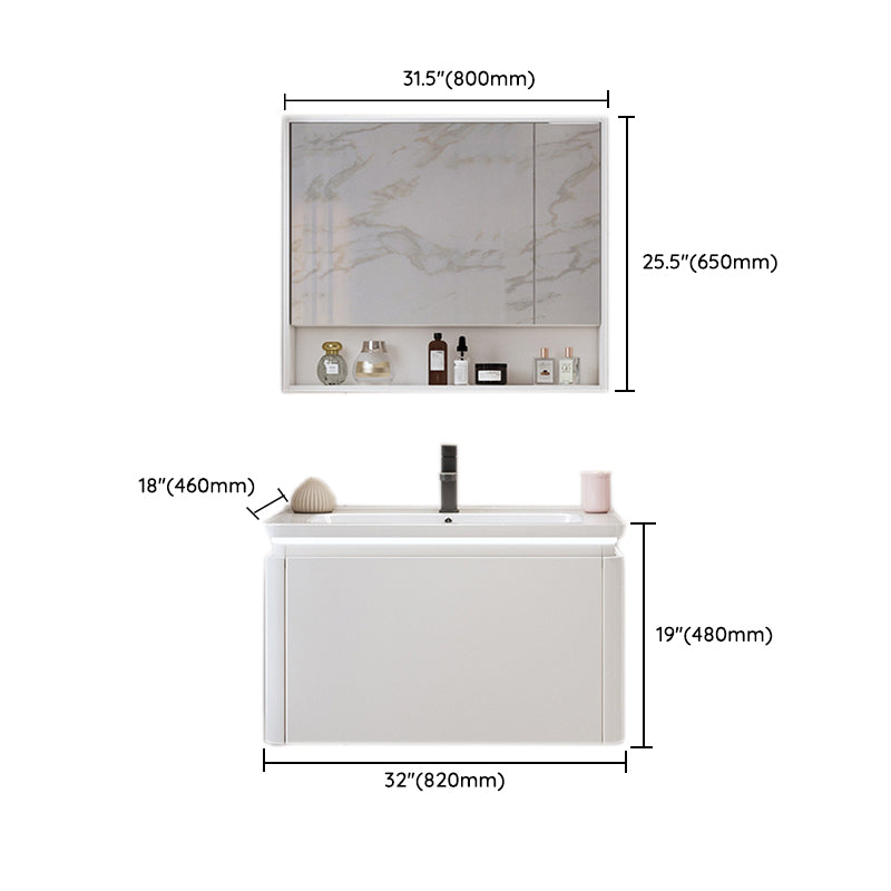 Sink Included Wall Mount Sink Vanity with Mirror Faucet for Bathroom Clearhalo 'Bathroom Remodel & Bathroom Fixtures' 'Bathroom Vanities' 'bathroom_vanities' 'Home Improvement' 'home_improvement' 'home_improvement_bathroom_vanities' 7818667