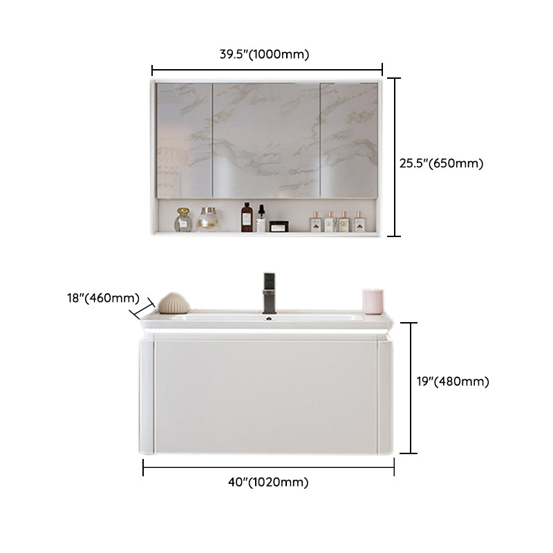 Sink Included Wall Mount Sink Vanity with Mirror Faucet for Bathroom Clearhalo 'Bathroom Remodel & Bathroom Fixtures' 'Bathroom Vanities' 'bathroom_vanities' 'Home Improvement' 'home_improvement' 'home_improvement_bathroom_vanities' 7818669