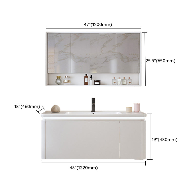 Sink Included Wall Mount Sink Vanity with Mirror Faucet for Bathroom Clearhalo 'Bathroom Remodel & Bathroom Fixtures' 'Bathroom Vanities' 'bathroom_vanities' 'Home Improvement' 'home_improvement' 'home_improvement_bathroom_vanities' 7818670