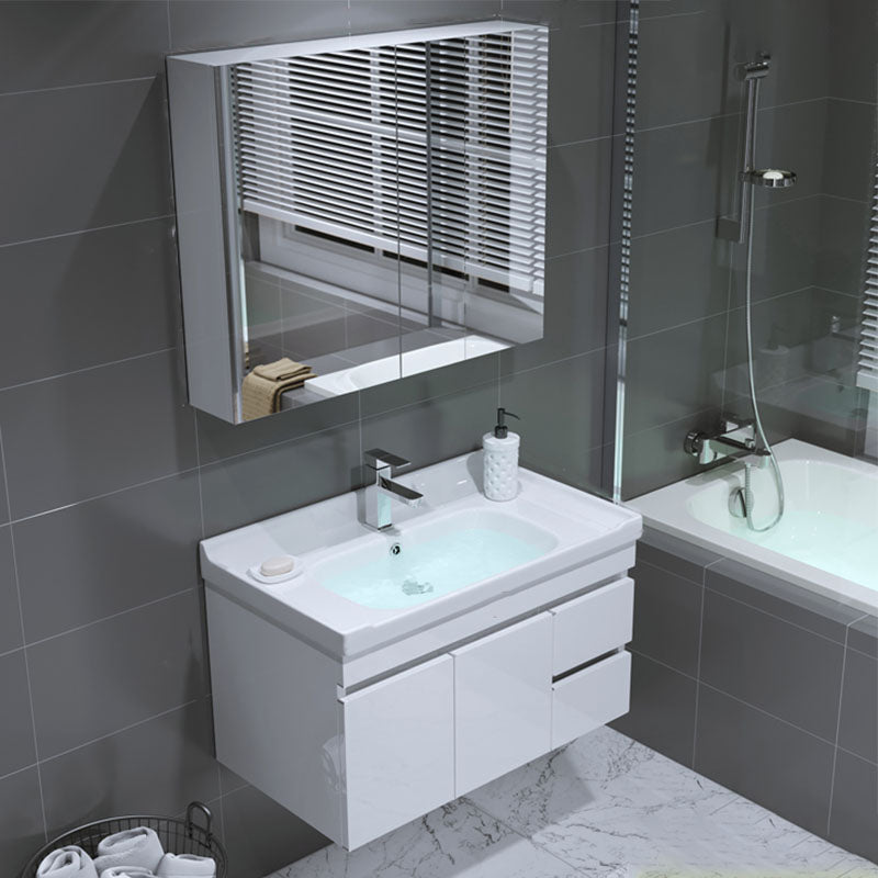 Modern Wall Mount Bathroom Sink Vanity with Faucet Sink Mirror Vanity & Faucet & Mirror Cabinet Clearhalo 'Bathroom Remodel & Bathroom Fixtures' 'Bathroom Vanities' 'bathroom_vanities' 'Home Improvement' 'home_improvement' 'home_improvement_bathroom_vanities' 7819175