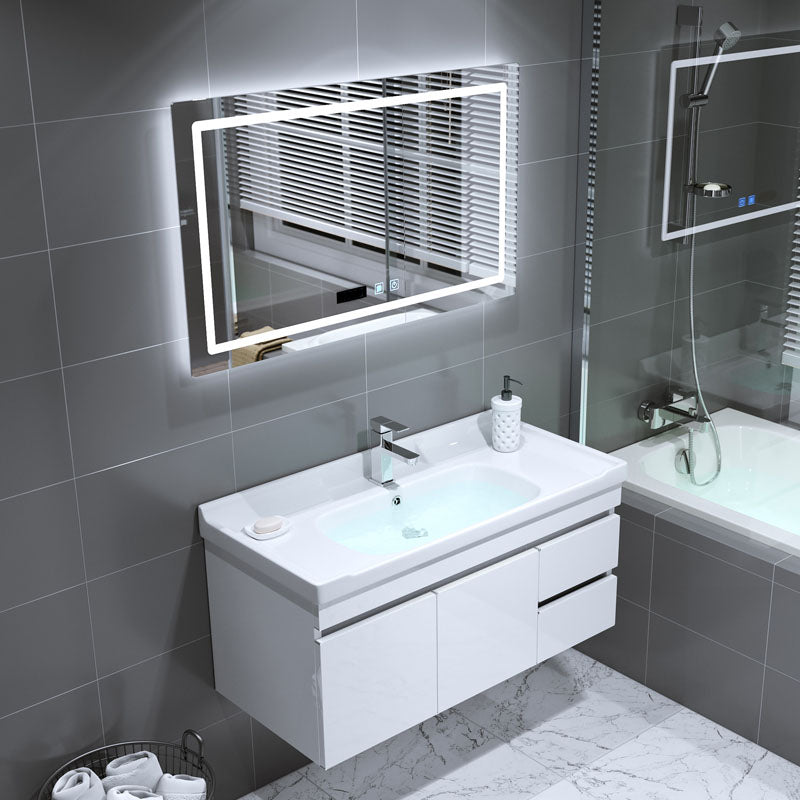 Modern Wall Mount Bathroom Sink Vanity with Faucet Sink Mirror Vanity & Faucet & Smart Mirror Clearhalo 'Bathroom Remodel & Bathroom Fixtures' 'Bathroom Vanities' 'bathroom_vanities' 'Home Improvement' 'home_improvement' 'home_improvement_bathroom_vanities' 7819176