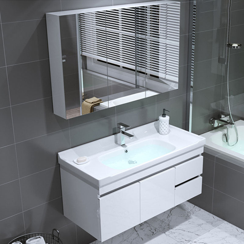 Modern Wall Mount Bathroom Sink Vanity with Faucet Sink Mirror Vanity & Faucet & Mirror Cabinet Clearhalo 'Bathroom Remodel & Bathroom Fixtures' 'Bathroom Vanities' 'bathroom_vanities' 'Home Improvement' 'home_improvement' 'home_improvement_bathroom_vanities' 7819177