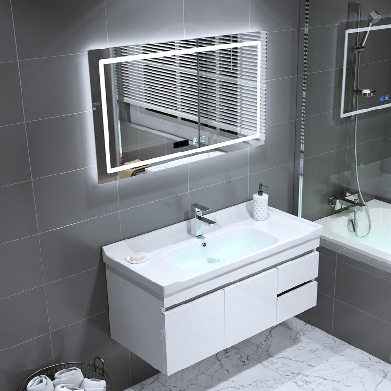 Modern Wall Mount Bathroom Sink Vanity with Faucet Sink Mirror Vanity & Faucet & Smart Mirror Clearhalo 'Bathroom Remodel & Bathroom Fixtures' 'Bathroom Vanities' 'bathroom_vanities' 'Home Improvement' 'home_improvement' 'home_improvement_bathroom_vanities' 7819178