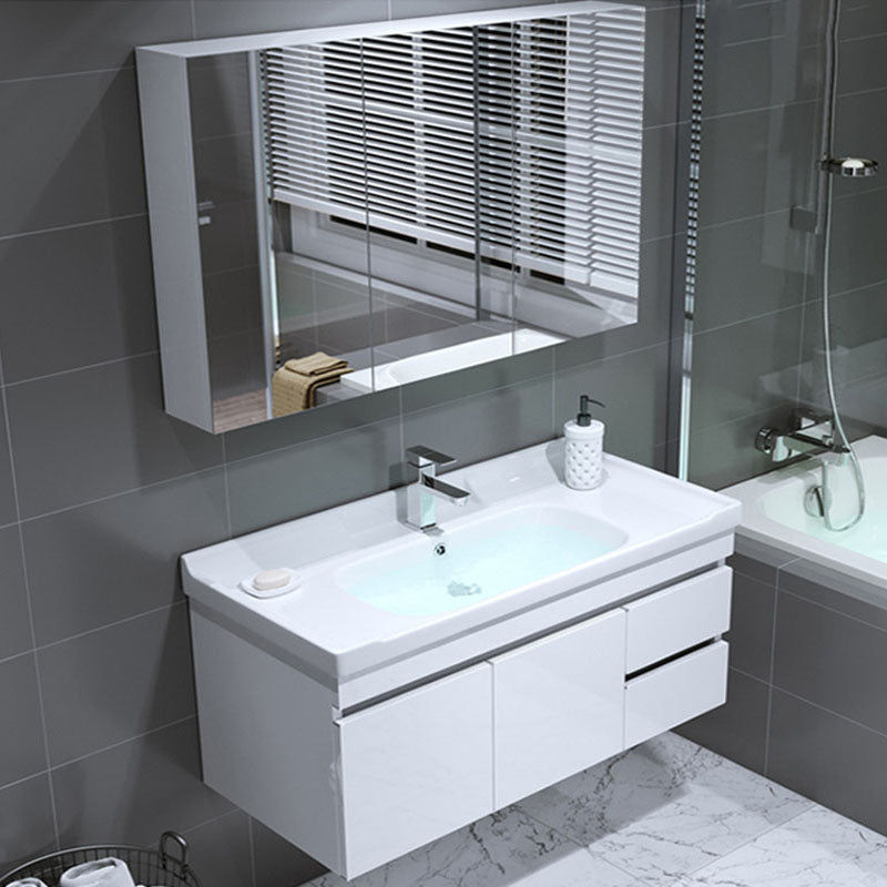 Modern Wall Mount Bathroom Sink Vanity with Faucet Sink Mirror Vanity & Faucet & Mirror Cabinet Clearhalo 'Bathroom Remodel & Bathroom Fixtures' 'Bathroom Vanities' 'bathroom_vanities' 'Home Improvement' 'home_improvement' 'home_improvement_bathroom_vanities' 7819179