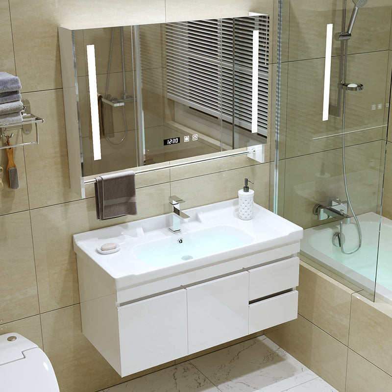 Modern Wall Mount Bathroom Sink Vanity with Faucet Sink Mirror Vanity & Faucet & Smart Medicine Cabinet Clearhalo 'Bathroom Remodel & Bathroom Fixtures' 'Bathroom Vanities' 'bathroom_vanities' 'Home Improvement' 'home_improvement' 'home_improvement_bathroom_vanities' 7819185