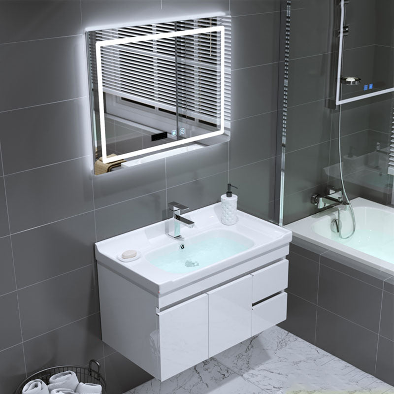 Modern Wall Mount Bathroom Sink Vanity with Faucet Sink Mirror Vanity & Faucet & Smart Mirror Clearhalo 'Bathroom Remodel & Bathroom Fixtures' 'Bathroom Vanities' 'bathroom_vanities' 'Home Improvement' 'home_improvement' 'home_improvement_bathroom_vanities' 7819191