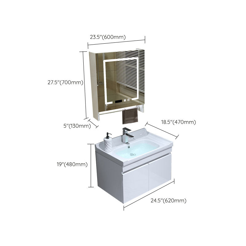 Modern Wall Mount Bathroom Sink Vanity with Faucet Sink Mirror Clearhalo 'Bathroom Remodel & Bathroom Fixtures' 'Bathroom Vanities' 'bathroom_vanities' 'Home Improvement' 'home_improvement' 'home_improvement_bathroom_vanities' 7819200