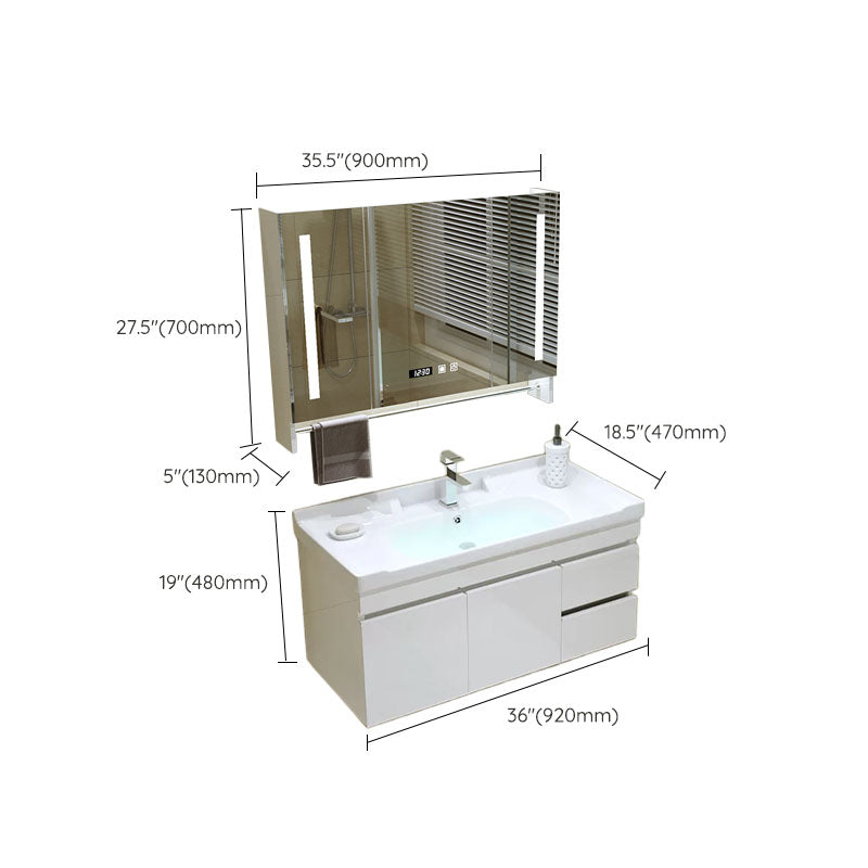 Modern Wall Mount Bathroom Sink Vanity with Faucet Sink Mirror Clearhalo 'Bathroom Remodel & Bathroom Fixtures' 'Bathroom Vanities' 'bathroom_vanities' 'Home Improvement' 'home_improvement' 'home_improvement_bathroom_vanities' 7819203
