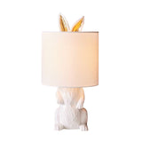 Resin Rabbit Shaped Table Light Countryside Style 1-Light Bedside Fabric Night Lamp in White Clearhalo 'Lamps' 'Table Lamps' Lighting' 781920