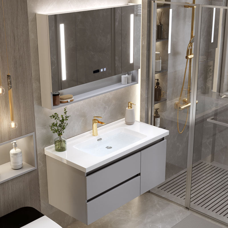 Wall Mount Sink Included Bathroom Vanity Set with Mirror Faucet Vanity & Faucet & Smart Medicine Cabinet Clearhalo 'Bathroom Remodel & Bathroom Fixtures' 'Bathroom Vanities' 'bathroom_vanities' 'Home Improvement' 'home_improvement' 'home_improvement_bathroom_vanities' 7819215