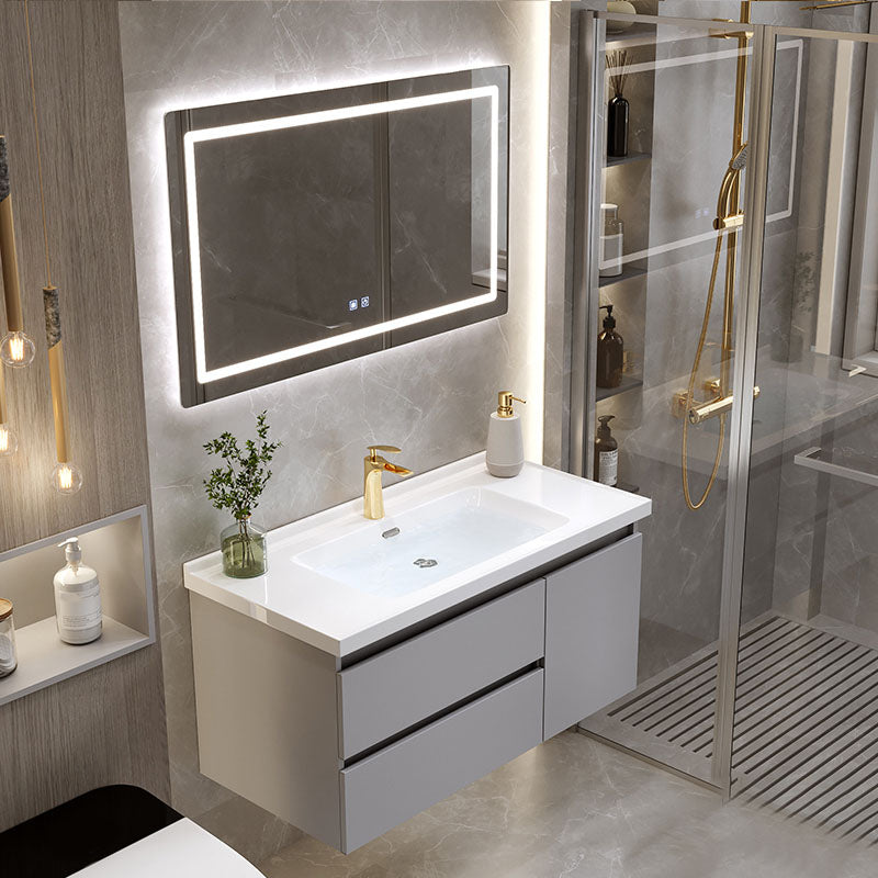 Wall Mount Sink Included Bathroom Vanity Set with Mirror Faucet Vanity & Faucet & Smart Mirror Clearhalo 'Bathroom Remodel & Bathroom Fixtures' 'Bathroom Vanities' 'bathroom_vanities' 'Home Improvement' 'home_improvement' 'home_improvement_bathroom_vanities' 7819216