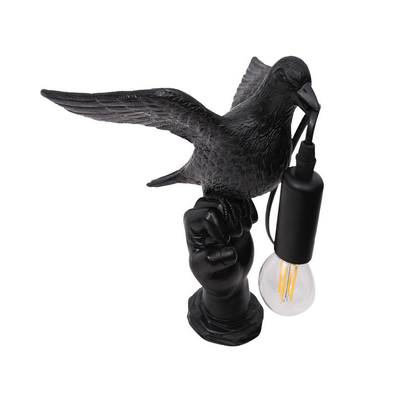 Nordic Style Bird Shaped Desk Light 1 Light Resin Night Table Lamp in White/Black for Bedroom Clearhalo 'Lamps' 'Table Lamps' Lighting' 781941