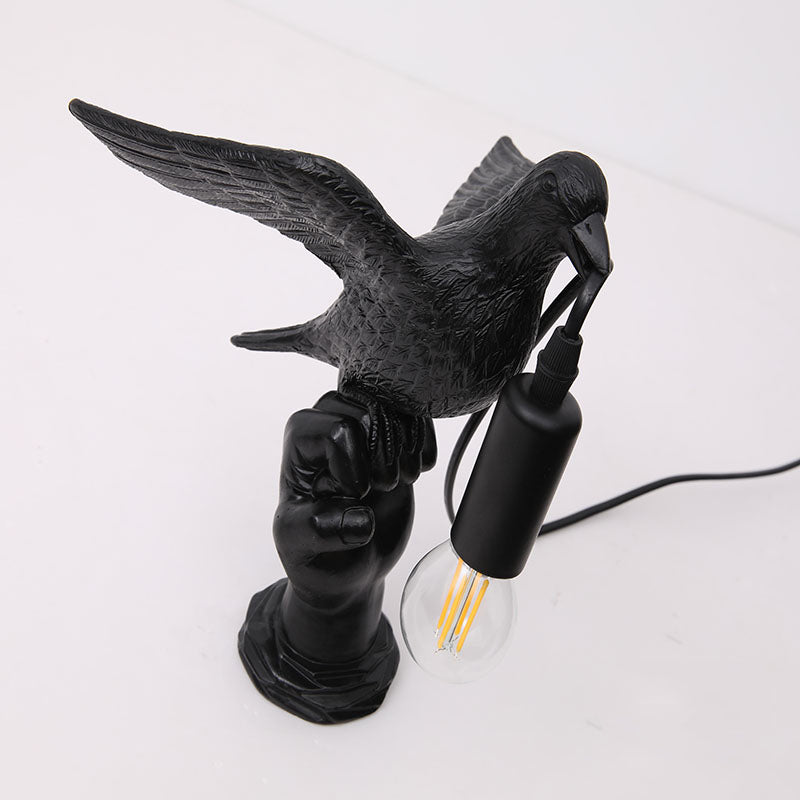 Nordic Style Bird Shaped Desk Light 1 Light Resin Night Table Lamp in White/Black for Bedroom Clearhalo 'Lamps' 'Table Lamps' Lighting' 781942