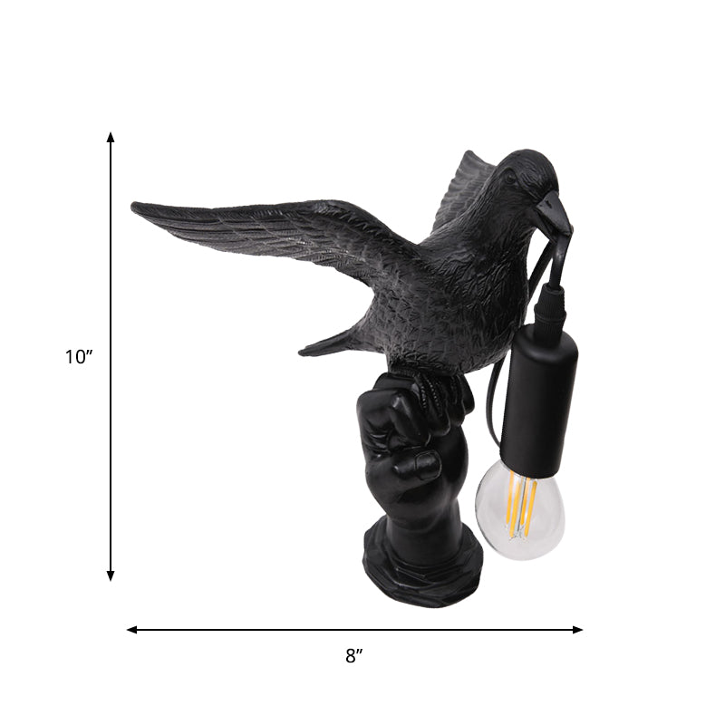 Nordic Style Bird Shaped Desk Light 1 Light Resin Night Table Lamp in White/Black for Bedroom Clearhalo 'Lamps' 'Table Lamps' Lighting' 781943