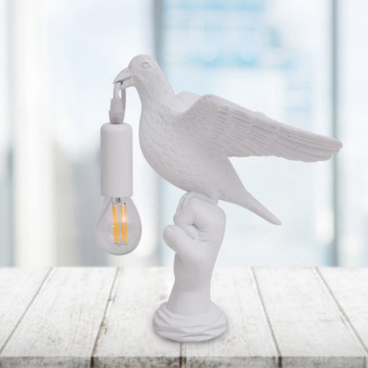 Nordic Style Bird Shaped Desk Light 1 Light Resin Night Table Lamp in White/Black for Bedroom White A Clearhalo 'Lamps' 'Table Lamps' Lighting' 781949