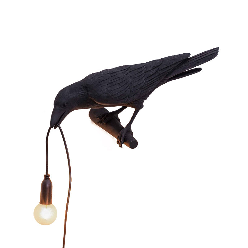 1-Bulb Bird Shape Wall Mount Light Country Style White/Black Finish Resin Wall Sconce Lamp Clearhalo 'Wall Lamps & Sconces' 'Wall Lights' Lighting' 781960