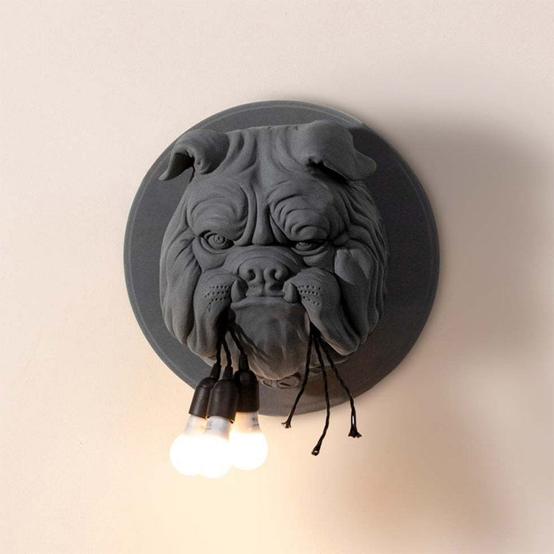 Bulldog Shape Resin Sconce Lighting Nordic 3 Heads Living Room Wall Lamp Fixture in White/Black Clearhalo 'Wall Lamps & Sconces' 'Wall Lights' Lighting' 781969