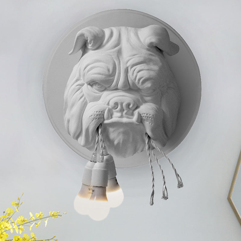 Bulldog Shape Resin Sconce Lighting Nordic 3 Heads Living Room Wall Lamp Fixture in White/Black White Clearhalo 'Wall Lamps & Sconces' 'Wall Lights' Lighting' 781971