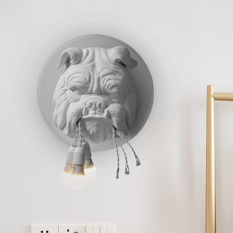 Bulldog Shape Resin Sconce Lighting Nordic 3 Heads Living Room Wall Lamp Fixture in White/Black Clearhalo 'Wall Lamps & Sconces' 'Wall Lights' Lighting' 781972