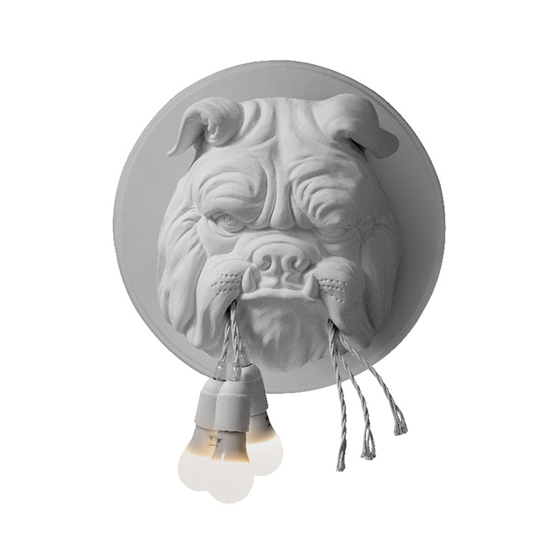 Bulldog Shape Resin Sconce Lighting Nordic 3 Heads Living Room Wall Lamp Fixture in White/Black Clearhalo 'Wall Lamps & Sconces' 'Wall Lights' Lighting' 781973