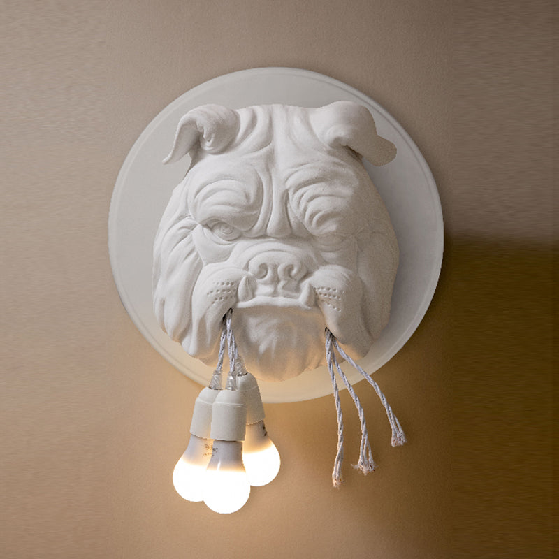 Bulldog Shape Resin Sconce Lighting Nordic 3 Heads Living Room Wall Lamp Fixture in White/Black Clearhalo 'Wall Lamps & Sconces' 'Wall Lights' Lighting' 781974